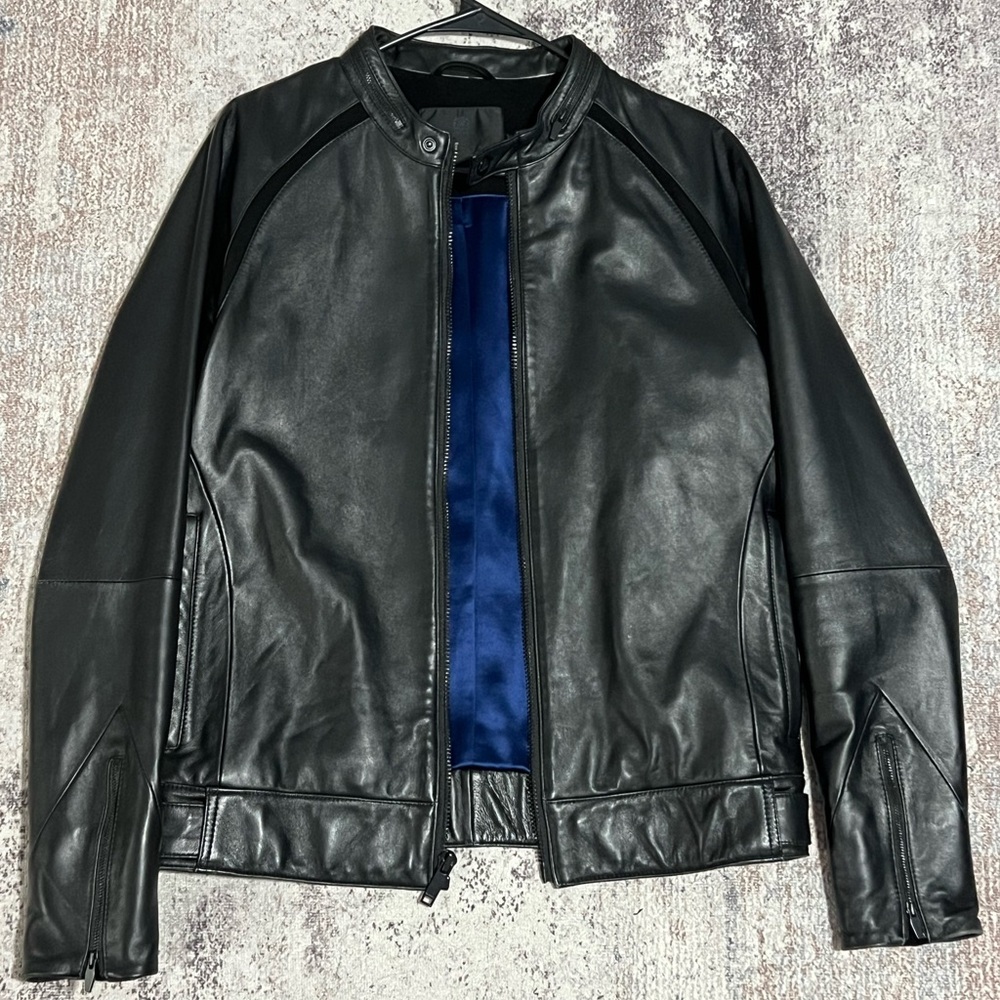 Black Authentic Leather Bomber Jacket Size XS